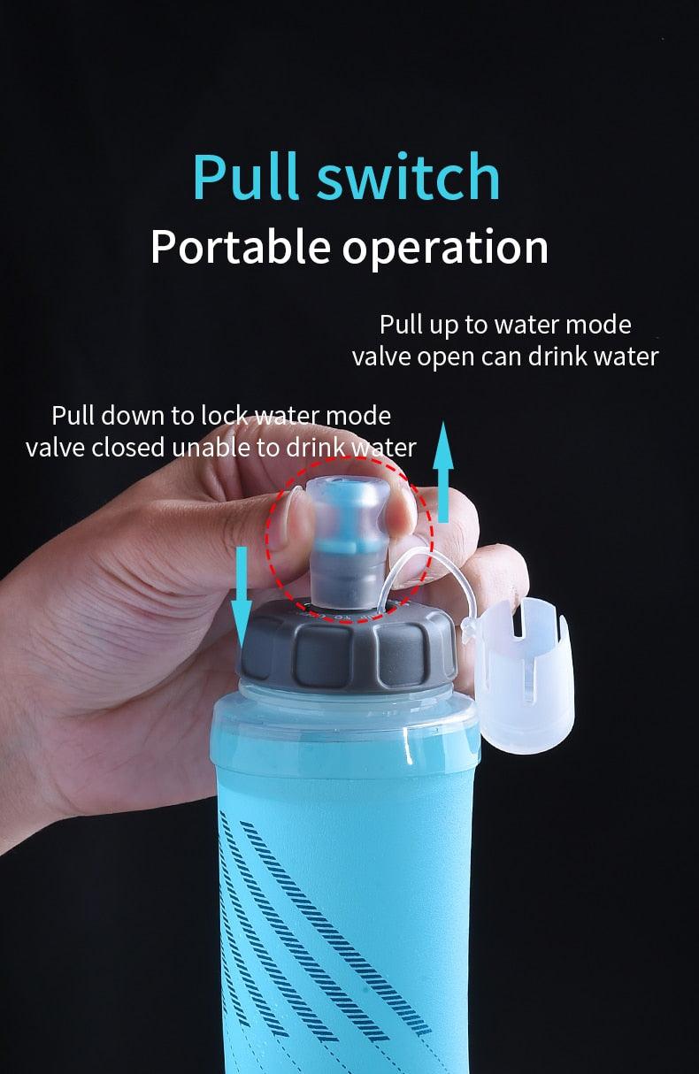 SD24 500ML Sports Hydration Experts Kettle BPA Free Soft Flask Water Bottle Mode Pull Switch Or Rotary Switch Soft Flask Collapsible Sports Water Bottle for Hydration Pack for Running Hiking Cycling Climbing Stevvex
