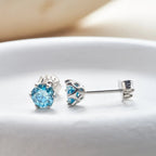 Sea Blue Moissanite Stud Earrings 0.5-2.0 Ct 925 Sterling Silver Wedding BandsCo Straps