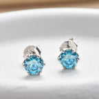 Sea Blue Moissanite Stud Earrings 0.5-2.0 Ct 925 Sterling Silver Wedding BandsCo Straps