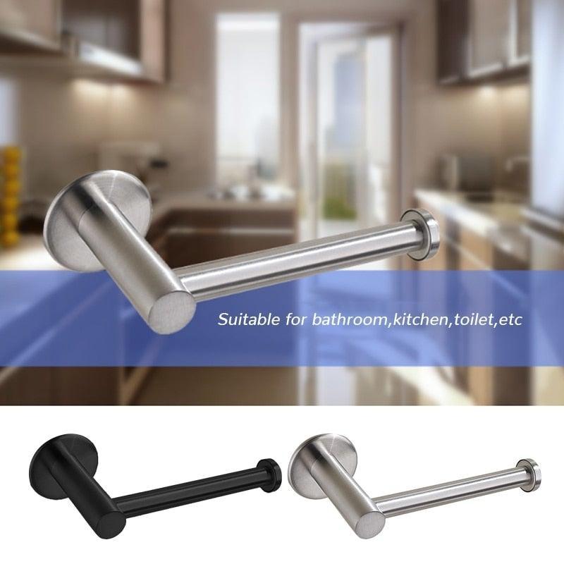Self-Adhesive Stainless Steel Toilet Roll Paper Holder Organizers Bar Towel Ring Rail Rack Non-Drilling Toilet Accessories Toilet Paper Holder Wall Mounted Stainless Steel Toilet Roll Holder Brushed Nickel Toilet Tissue Holder For Bathroom Stevvex