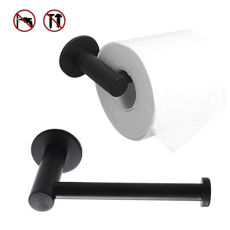 Self-Adhesive Stainless Steel Toilet Roll Paper Holder Organizers Bar Towel Ring Rail Rack Non-Drilling Toilet Accessories Toilet Paper Holder Wall Mounted Stainless Steel Toilet Roll Holder Brushed Nickel Toilet Tissue Holder For Bathroom Stevvex