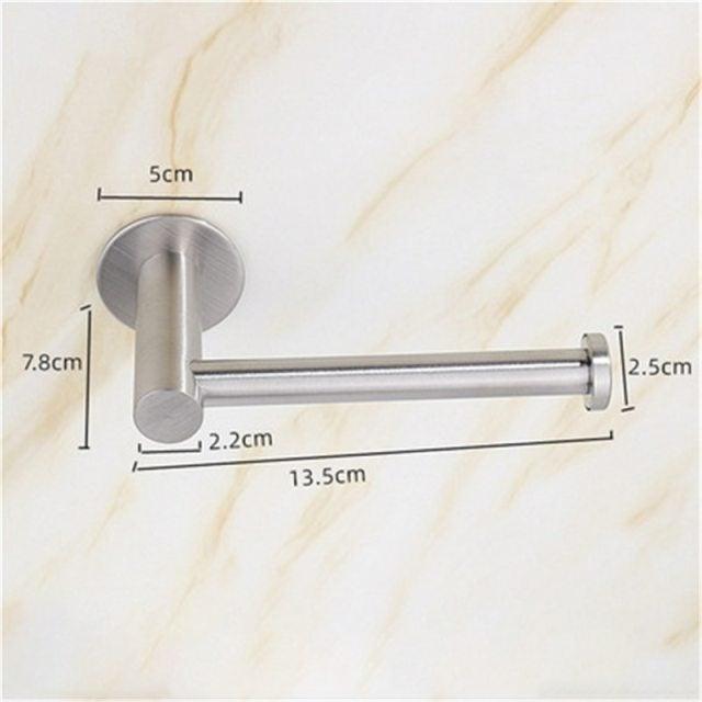 Self-Adhesive Stainless Steel Toilet Roll Paper Holder Organizers Bar Towel Ring Rail Rack Non-Drilling Toilet Accessories Toilet Paper Holder Wall Mounted Stainless Steel Toilet Roll Holder Brushed Nickel Toilet Tissue Holder For Bathroom Stevvex