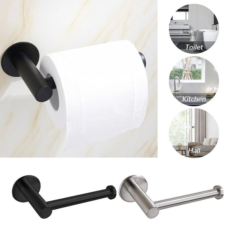Self-Adhesive Stainless Steel Toilet Roll Paper Holder Organizers Bar Towel Ring Rail Rack Non-Drilling Toilet Accessories Toilet Paper Holder Wall Mounted Stainless Steel Toilet Roll Holder Brushed Nickel Toilet Tissue Holder For Bathroom Stevvex