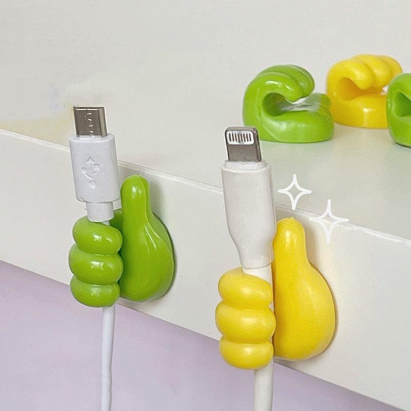 Self-Adhesive Wall Decoration Hook Creative Silicone Thumb Key Hanger Hook Home/Office Data Cable Clip Wire Desk Organizer Silicone Thumb Wall Hook Adhesive Thumb Multifunctional Clip Holder Stevvex
