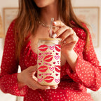 Self Love Club 20oz Glass Tumbler With Bamboo Lid Red Heart Gold Accents BandsCo Straps