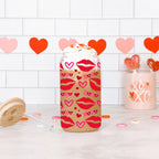 Self Love Club 20oz Glass Tumbler With Bamboo Lid Red Heart Gold Accents BandsCo Straps