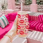 Self Love Club 20oz Glass Tumbler With Bamboo Lid Red Heart Gold Accents BandsCo Straps
