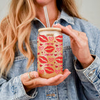 Self Love Club 20oz Glass Tumbler With Bamboo Lid Red Heart Gold Accents BandsCo Straps
