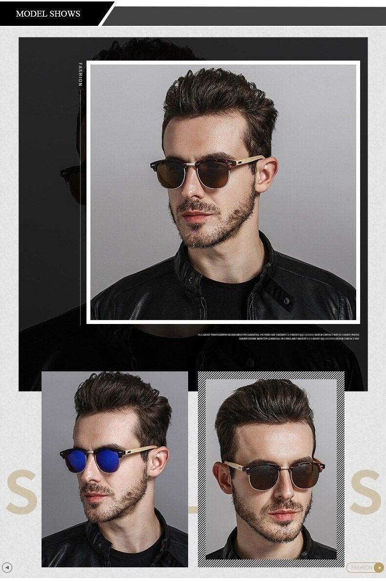 Semi Rimless Frame Driving Sunglasses Men Black Business Design Sun Glasses Stylish Cool Polarized Sunglasses For Men  Retro Frame New Driving Sunglasses Outdoor Round Shaped Elegant Shades  Comfortable Eyewear Stevvex