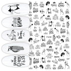 Sexy Lady Pattern 3D Nail Stickers Character Image Decals Slider Valentine Black White Nail Art Decoration Strip Line Nail Decal Self-Adhesive 3D Wave Design Decoration for Women Girls Art Stickers Decal Decoration Metallic Curve Strip Line Nail Stevvex