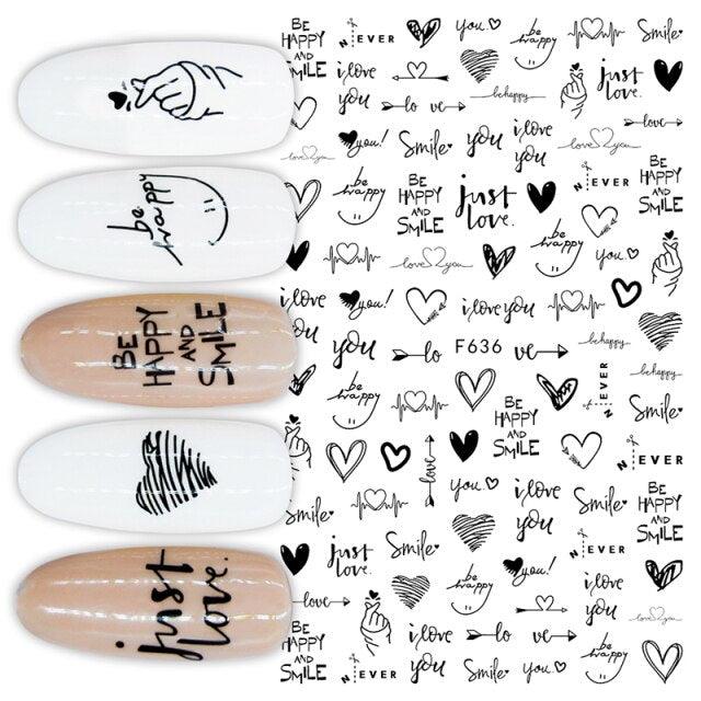 Sexy Lady Pattern 3D Nail Stickers Character Image Decals Slider Valentine Black White Nail Art Decoration Strip Line Nail Decal Self-Adhesive 3D Wave Design Decoration for Women Girls Art Stickers Decal Decoration Metallic Curve Strip Line Nail Stevvex