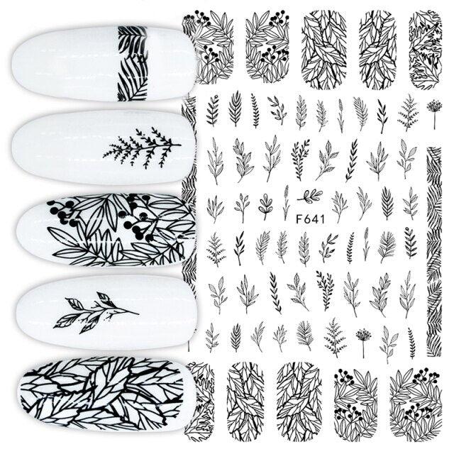 Sexy Lady Pattern 3D Nail Stickers Character Image Decals Slider Valentine Black White Nail Art Decoration Strip Line Nail Decal Self-Adhesive 3D Wave Design Decoration for Women Girls Art Stickers Decal Decoration Metallic Curve Strip Line Nail Stevvex
