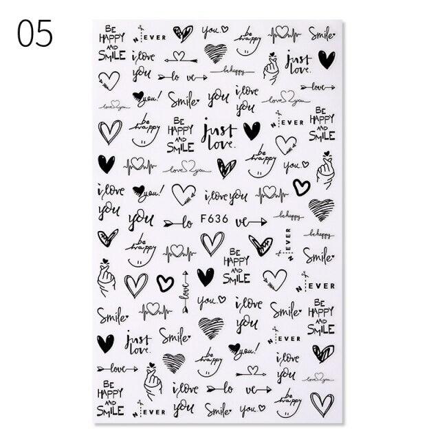Sexy Lady Pattern 3D Nail Stickers Character Image Decals Slider Valentine Black White Nail Art Decoration Strip Line Nail Decal Self-Adhesive 3D Wave Design Decoration for Women Girls Art Stickers Decal Decoration Metallic Curve Strip Line Nail Stevvex