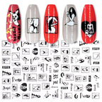 Sexy Lady Pattern 3D Nail Stickers Character Image Decals Slider Valentine Black White Nail Art Decoration Strip Line Nail Decal Self-Adhesive 3D Wave Design Decoration for Women Girls Art Stickers Decal Decoration Metallic Curve Strip Line Nail Stevvex