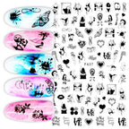 Sexy Lady Pattern 3D Nail Stickers Character Image Decals Slider Valentine Black White Nail Art Decoration Strip Line Nail Decal Self-Adhesive 3D Wave Design Decoration for Women Girls Art Stickers Decal Decoration Metallic Curve Strip Line Nail Stevvex