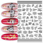 Sexy Lady Pattern 3D Nail Stickers Character Image Decals Slider Valentine Black White Nail Art Decoration Strip Line Nail Decal Self-Adhesive 3D Wave Design Decoration for Women Girls Art Stickers Decal Decoration Metallic Curve Strip Line Nail Stevvex