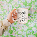 Shake Your Cotton Tail 16oz Ceramic Easter Coffee Mug Pastel Pink Blue BandsCo Straps