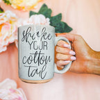 Shake Your Cotton Tail 16oz Ceramic Easter Coffee Mug Pastel Pink Blue BandsCo Straps