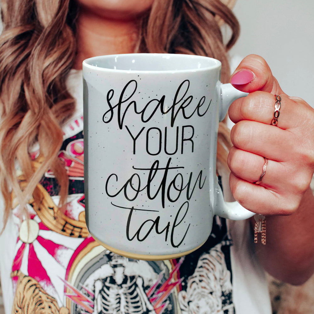 Shake Your Cotton Tail 16oz Ceramic Easter Coffee Mug Pastel Pink Blue BandsCo Straps