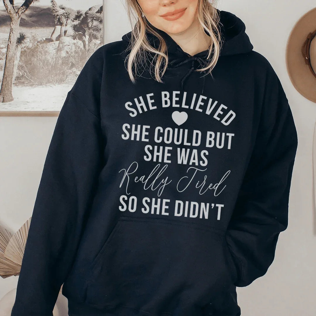 She Believed She Could Hoodie Peachy Sunday