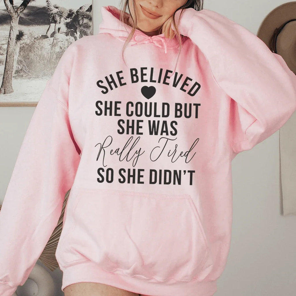 She Believed She Could Hoodie Peachy Sunday