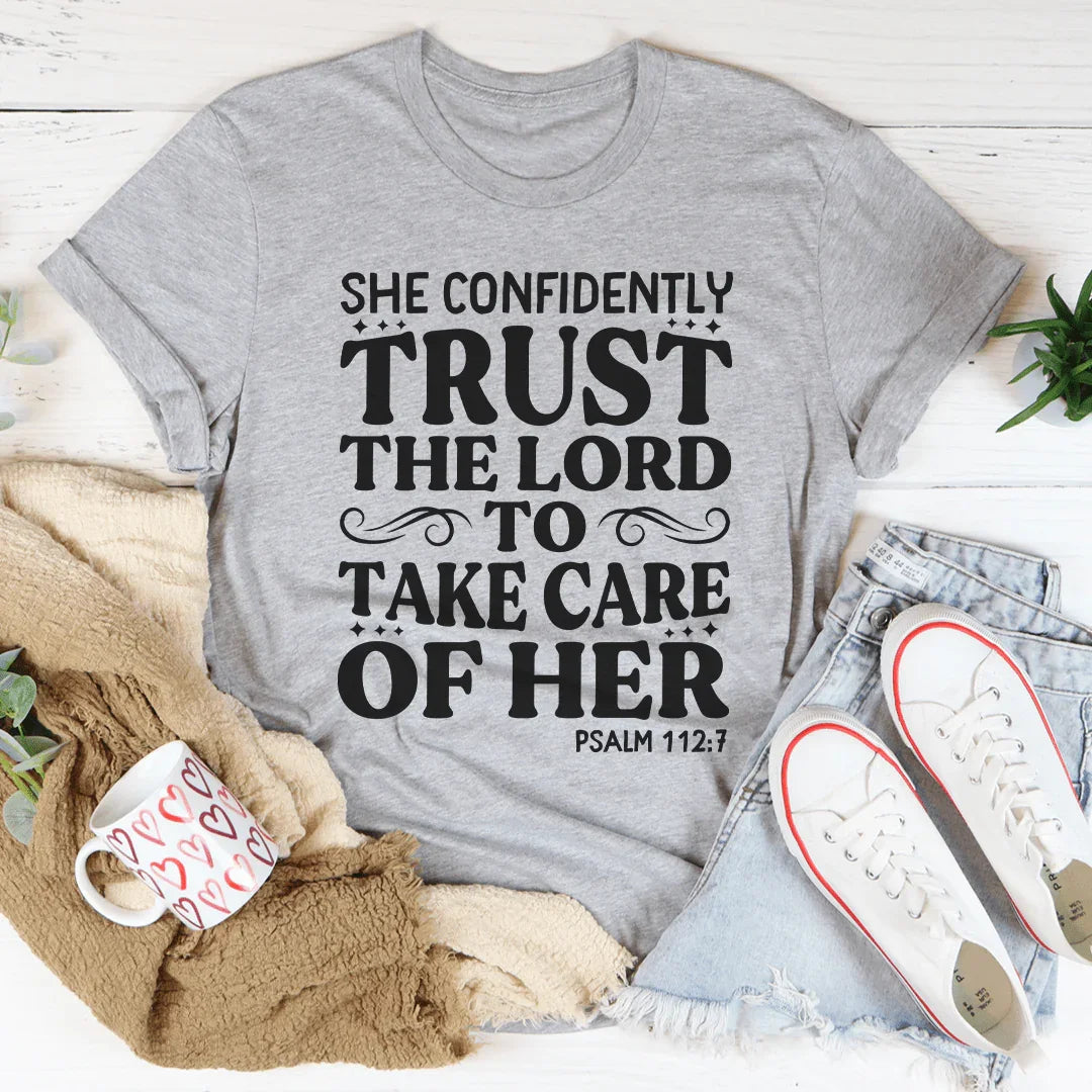 She Confidently Trust The Lord To Take Care Of Her Tee Peachy Sunday
