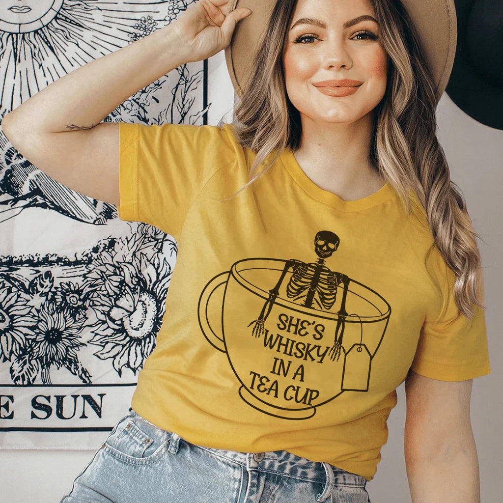 She's Whisky In A Tea Cup Tee Peachy Sunday