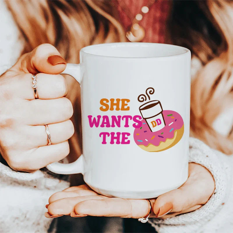 She Wants Donuts Ceramic Mug 15 oz Peachy Sunday