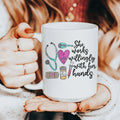 She Works Willingly With Her Hands Ceramic Mug 15 oz Peachy Sunday