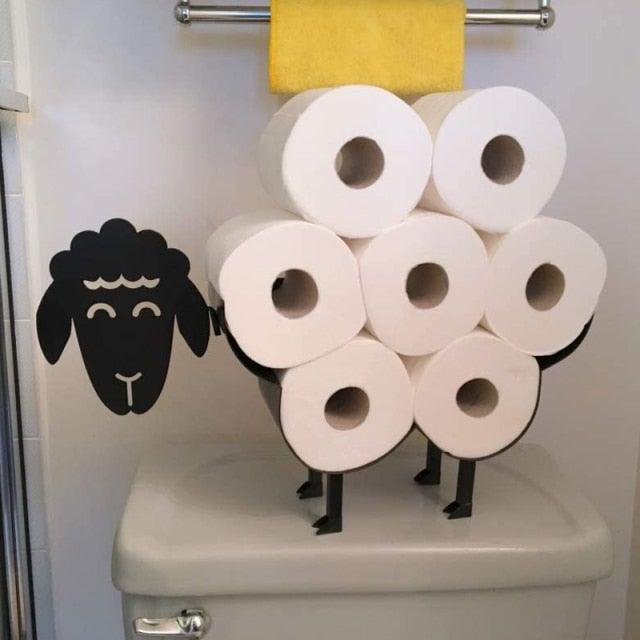 Sheep Decorative Toilet Paper Holder Bathroom Hardware Tissue Storage Toilet Roll Holder Bathroom Accessories Iron Paper Storage Sheep Toilet Paper Roll Holder  Metal Wall Mounted  Free Standing Bathroom Tissue Storage Stevvex
