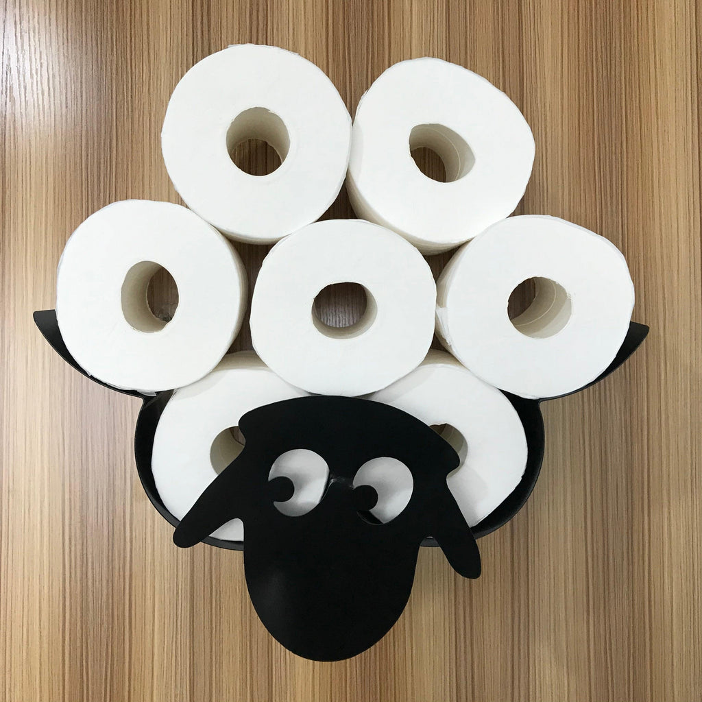 Sheep Toilet Paper Roll Holder Bathroom Wall Mounted Loo Rolls Storage Metal Rack Mount Hold Up 7 Rolls Novelty Animal Decorative Toilet Paper Holders Tissue Paper Storage Stand Wall Mount Iron Tissue Basket Sheep Art Decoration Bathroom House Office Stevvex