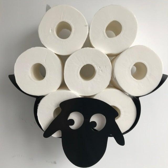 Sheep Toilet Paper Roll Holder Bathroom Wall Mounted Loo Rolls Storage Metal Rack Mount Hold Up 7 Rolls Novelty Animal Decorative Toilet Paper Holders Tissue Paper Storage Stand Wall Mount Iron Tissue Basket Sheep Art Decoration Bathroom House Office Stevvex