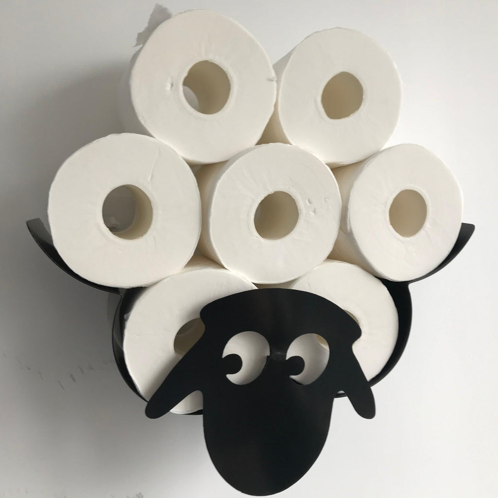 Sheep Toilet Paper Roll Holder Bathroom Wall Mounted Loo Rolls Storage Metal Rack Mount Hold Up 7 Rolls Novelty Animal Decorative Toilet Paper Holders Tissue Paper Storage Stand Wall Mount Iron Tissue Basket Sheep Art Decoration Bathroom House Office Stevvex