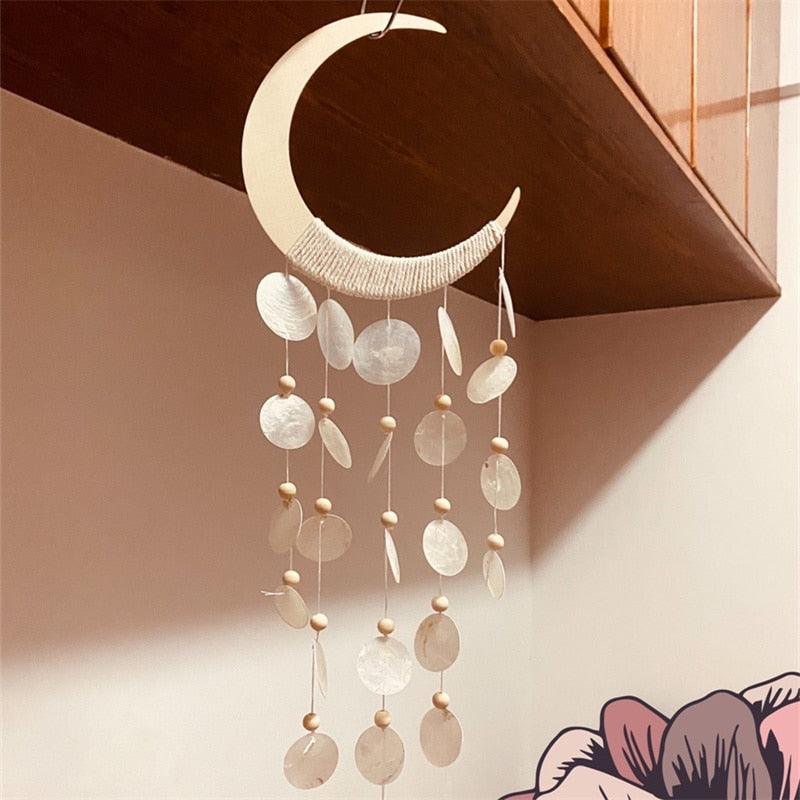 Shell Wind Chime Room Decoration Hanging Wind chime Outdoor Decoration, Bamboo Wind Chimes Unique Outdoor Handmade Chimes as Memorial Gift for Mom Family Wall Pendant Home Office Stevvex