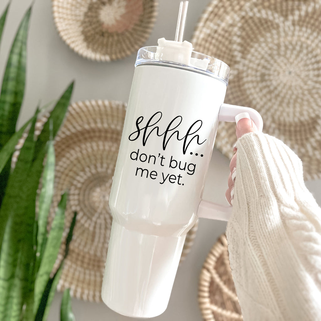 Don't Bug Me 40oz Insulated Tumbler With Handle Lid Straw Travel Mug BandsCo Straps