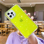 Shining Glitter Shockproof Bumper Phone Case For iPhone 13 12 11 14 Pro Max XR XS Max 13Pro 14 Transparent Soft Cover Cute Pink Glitter Design Transparent Shiny Shockproof Case For Women Girls Stevvex