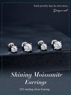 Moissanite Stud Earrings 2CT VVS1 925 Sterling Silver Screw Back Classic BandsCo Straps