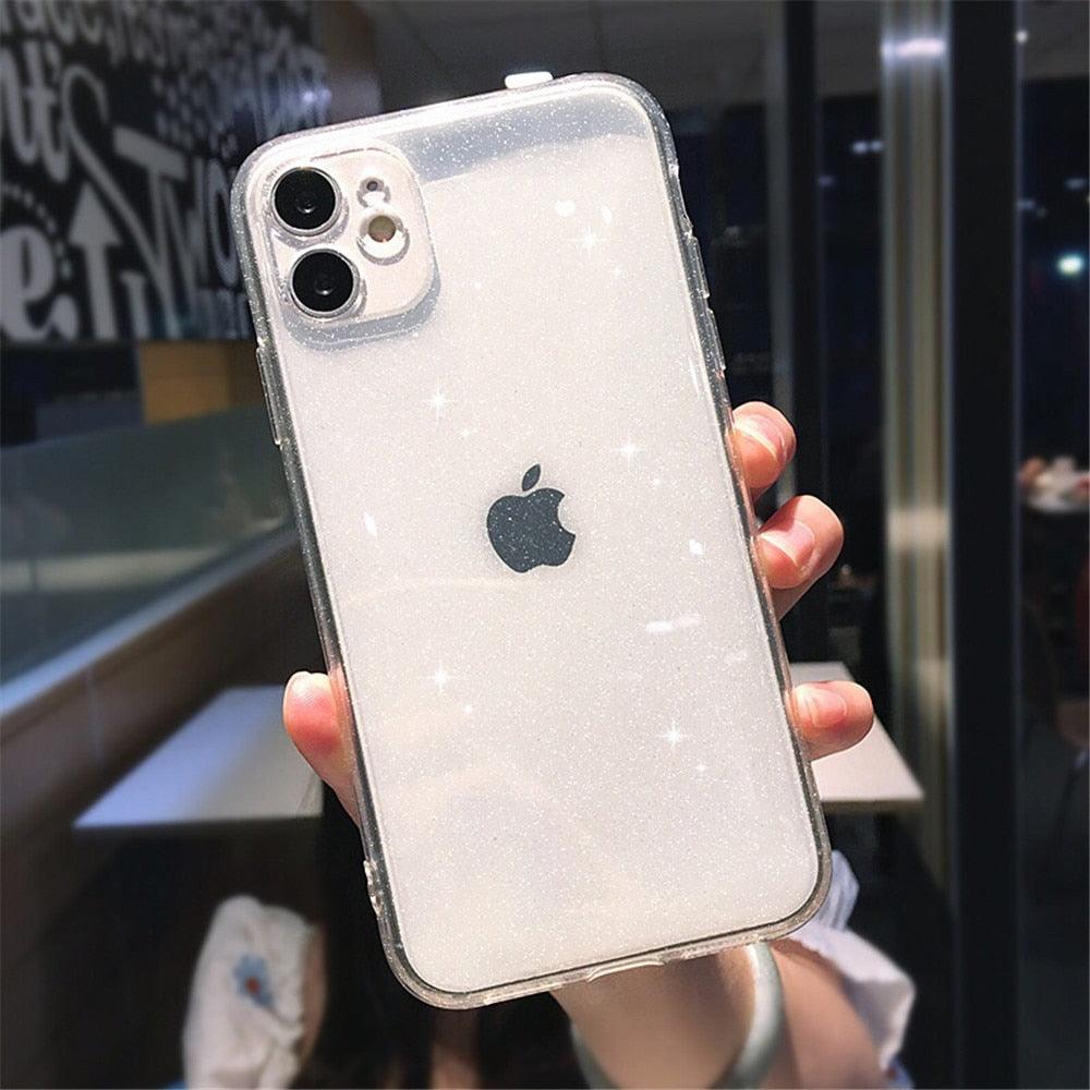 Shiny Candy Color Glitter Transparent Phone Case For iPhone 11 Pro X XR XS Max 7 8 Plus 6 6s Soft Silicone Cover Screen Protection Crystal Clear Glitter Transparent Soft Bumper Silicone Sparkling Cover Stevvex
