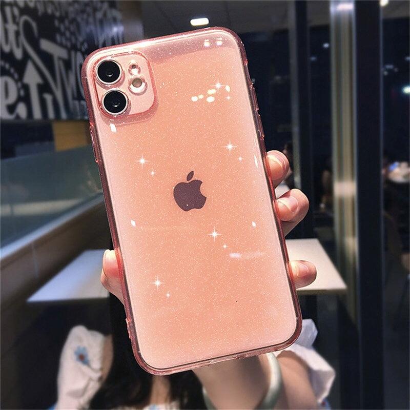 Shiny Candy Color Glitter Transparent Phone Case For iPhone 11 Pro X XR XS Max 7 8 Plus 6 6s Soft Silicone Cover Screen Protection Crystal Clear Glitter Transparent Soft Bumper Silicone Sparkling Cover Stevvex