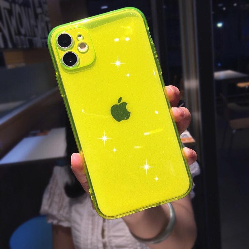 Shiny Candy Color Glitter Transparent Phone Case For iPhone 11 Pro X XR XS Max 7 8 Plus 6 6s Soft Silicone Cover Screen Protection Crystal Clear Glitter Transparent Soft Bumper Silicone Sparkling Cover Stevvex