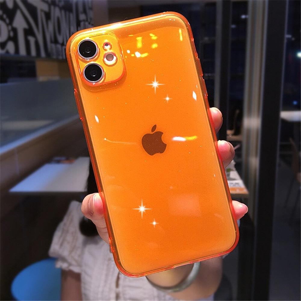 Shiny Candy Color Glitter Transparent Phone Case For iPhone 11 Pro X XR XS Max 7 8 Plus 6 6s Soft Silicone Cover Screen Protection Crystal Clear Glitter Transparent Soft Bumper Silicone Sparkling Cover Stevvex