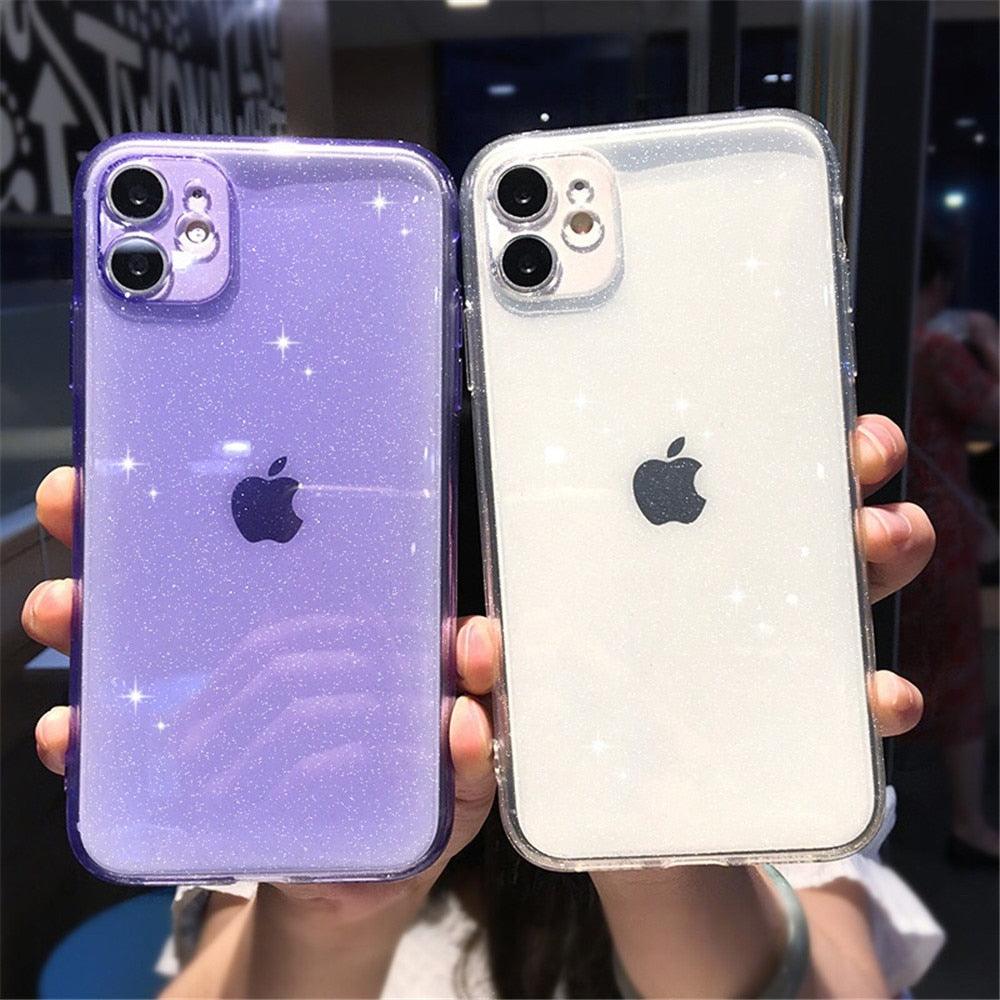 Shiny Candy Color Glitter Transparent Phone Case For iPhone 11 Pro X XR XS Max 7 8 Plus 6 6s Soft Silicone Cover Screen Protection Crystal Clear Glitter Transparent Soft Bumper Silicone Sparkling Cover Stevvex