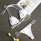Shiny Diamond Bikini Push Up Halter Swimsuit Female Crystal Swimwear Women Bathing Suit New Women's Crystal Diamond Swimsuit High Cut Bikini Set Straps Two Piece Bathing Suit Stevvex