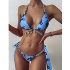 Shiny Diamond Bikini Push Up Halter Swimsuit Female Crystal Swimwear Women Bathing Suit New Women's Crystal Diamond Swimsuit High Cut Bikini Set Straps Two Piece Bathing Suit Stevvex