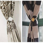 Shiny Flowers Magnetic Curtain Clip Tieback European Style Curtain Clasp Hanging Ball Rope Straps Home Decoration Accessories Crystal Curtain Magnetic Tieback Flower Curtain Clips Buckle with Stretchy Wire Rope For Home Office Decoration Stevvex