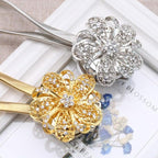 Shiny Flowers Magnetic Curtain Clip Tieback European Style Curtain Clasp Hanging Ball Rope Straps Home Decoration Accessories Crystal Curtain Magnetic Tieback Flower Curtain Clips Buckle with Stretchy Wire Rope For Home Office Decoration Stevvex