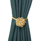 Shiny Flowers Magnetic Curtain Clip Tieback European Style Curtain Clasp Hanging Ball Rope Straps Home Decoration Accessories Crystal Curtain Magnetic Tieback Flower Curtain Clips Buckle with Stretchy Wire Rope For Home Office Decoration Stevvex