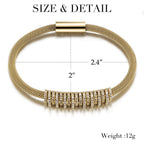Shiny Parallel Cubic Zirconia Gold Mesh Bangle Bracelet