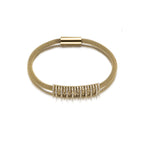 Shiny Parallel Cubic Zirconia Gold Mesh Bangle Bracelet