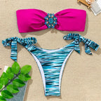 Shiny Rhinestone Strapless Bikini Female Women 2PCS Shiny Diamond Bikini Set Bra Swimsuit  Bathing Suit Swimsuit Women Swimwear Two-pieces Luxury Bikini Set Bather Bathing Suit Swimwear Stevvex